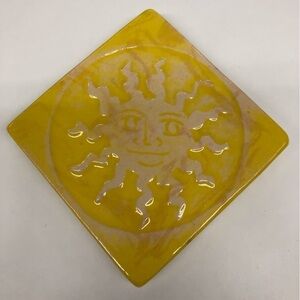 Handmade Ceramic Tile: Yellow Sun